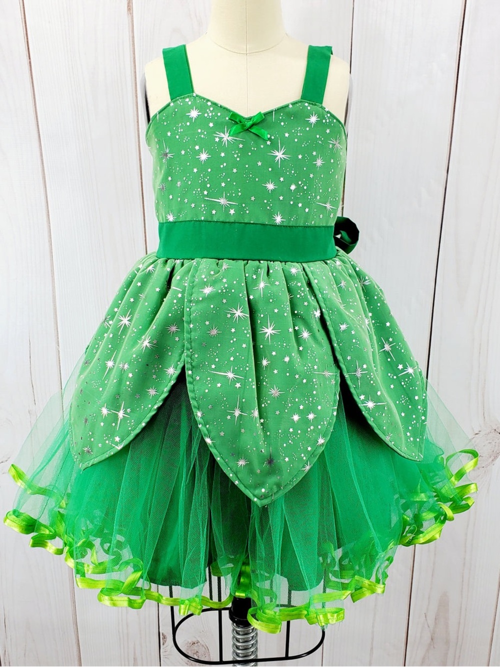 TinkerBell Girls Costume Dress 2/3T Green Fairy Tutu Halloween Handmade